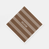 Chocolate Stripes, kundenspezifische Monogramm-Pap Serviette (Ecke)
