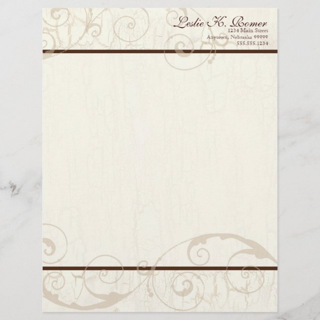 Chocolate Swirls Resume Business Cream Stationery Briefkopf (Vorderseite)