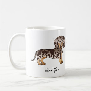 Chocolate & Tan Dapple Kurzhaar-Dachshund & Name Kaffeetasse
