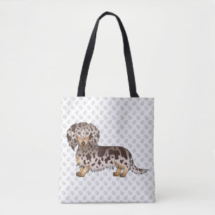 Chocolate & Tan Dapple Langhaar-Dachshund & Pfoten Tasche
