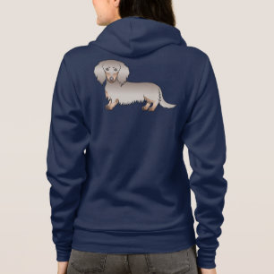 Chocolate & Tan Langhaar-Dachshund-Cartoon-Hund Hoodie