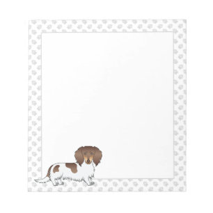 Chocolate & Tan Piebald Langhaar-Dachshund & Pfote Notizblock