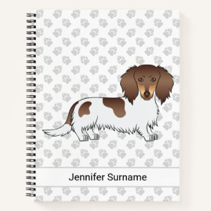 Chocolate & Tan Piebald Langhaar-Dachshund & Text Notizblock