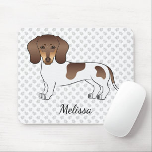 Chocolate & Tan Pied Kurzhaar-Dachshund & Name Mousepad