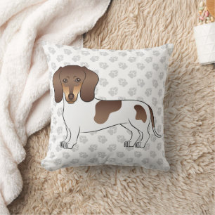 Chocolate & Tan Pied Kurzhaar Dachshund & Pfoten Kissen