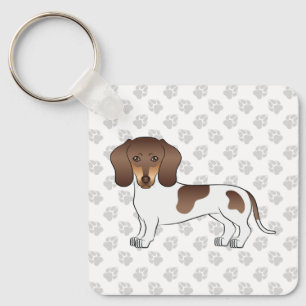 Chocolate & Tan Pied Kurzhaar-Dachshund & Pfoten Schlüsselanhänger