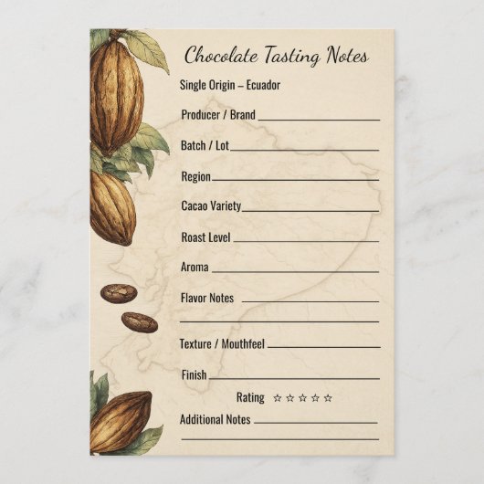 Chocolate Tasting Notes Professional Format Card Einladung (Vorderseite)