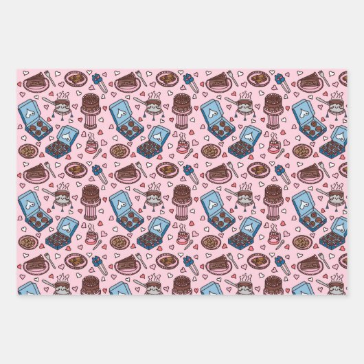 Chocolate theme cute wrapping paper sheets geschenkpapier set (Vorderseite 3)