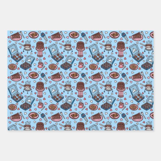 Chocolate theme cute wrapping paper sheets geschenkpapier set (Vorderseite)