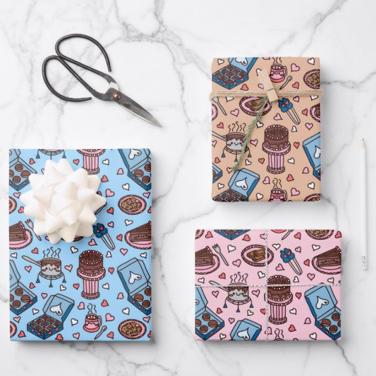 Chocolate theme cute wrapping paper sheets geschenkpapier set (Vorderseite)