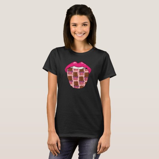 Chocolate Tongue Chocoholic Choco Candy Bar Cocoa T-Shirt (Vorne ganz)