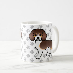Chocolate Tricolor Beagle Cartoon Hund & Pfoten Kaffeetasse