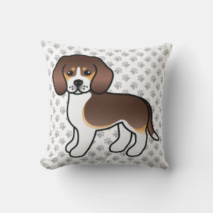Chocolate Tricolor Beagle Cartoon Hund & Pfoten Kissen