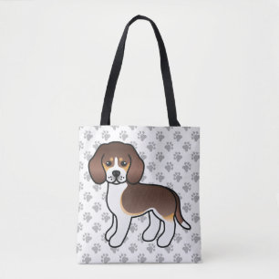 Chocolate Tricolor Beagle Cartoon Hund & Pfoten Tasche