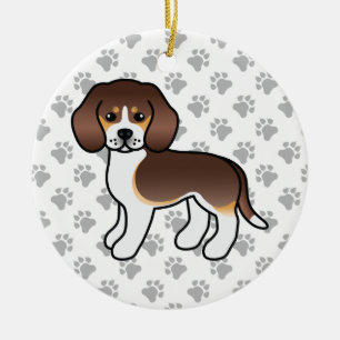 Chocolate-Tricolor-Beagle-Hund-Cartoon-Illustratio Keramik Ornament