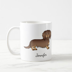 Chocolate- und Lohbrauner Langhaar-Dachshund Hund Kaffeetasse