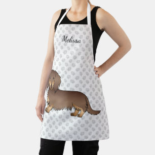 Chocolate- und Lohbrauner Langhaar-Dachshund Hund Schürze