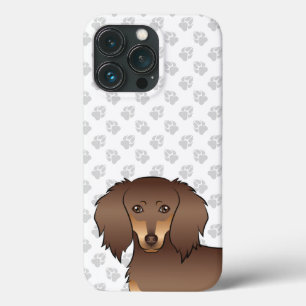 Chocolate- und Lohfarbener Langhaar-Dachshund-Kopf Case-Mate iPhone Hülle