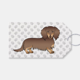 Chocolate- und Lohfarbener Langhaardackel Hund & P Geschenkanhänger