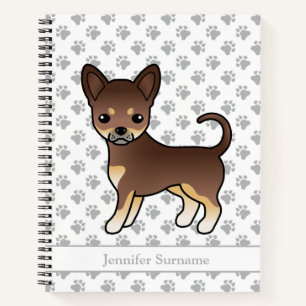 Chocolate- und Tan-Farbiger Chihuahua-Hund mit gla Notizblock