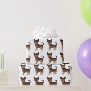 Chocolate- und Tan-Fellmuster Chihuahua Geschenkpapier