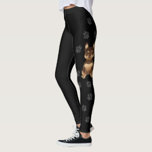 Chocolate und Tan French Bulldog / Frenchie & Pfot Leggings