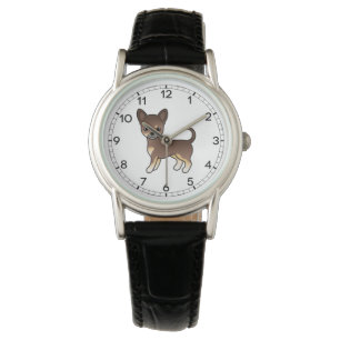 Chocolate und Tan glatthaar Chihuahua Süßer Hund Armbanduhr