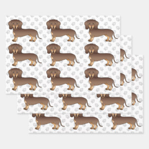 Chocolate und Tan Kurzhaar-Dachshund-Muster Geschenkpapier Set