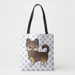 Chocolate- und Tan-Langhaar-Chihuahua-Hund & Pfote Tasche