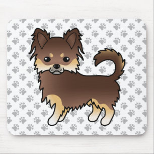Chocolate und Tan Long Coat Chihuahua Hund & Pfote Mousepad