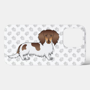 Chocolate- und Tan-Piebald Langhaar-Dachshund-Hund Case-Mate iPhone Hülle