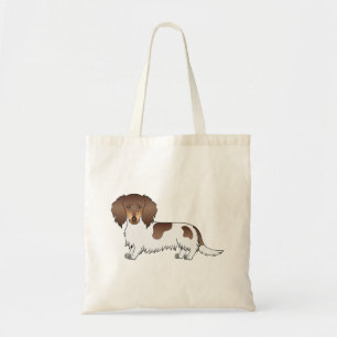 Chocolate- und Tan-Piebald Langhaar-Dachshund-Hund Tragetasche