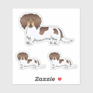 Chocolate- und Tannenhund mit Piebald-Langhaardach Aufkleber