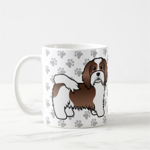 Chocolate und weißer Havanese süßer Cartoon-Hund Kaffeetasse
