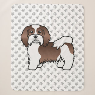 Chocolate und weißer Havanese süßer Cartoon-Hund Sherpadecke