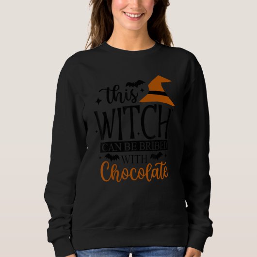 Chocolate  Witch Chocoholic Ladies Halloween Sweatshirt (Vorderseite)