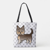 Chocolate Yorkshire Terrier Cartoon Dog & Paws Tasche (Rückseite)