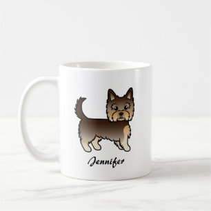 Chocolate Yorkshire Terrier Cartoon Hund & Name Kaffeetasse