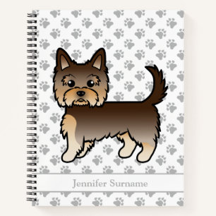 Chocolate Yorkshire Terrier Cartoon Hund & Name Notizblock