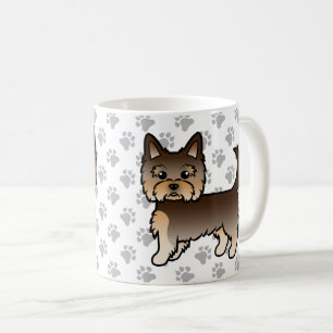 Chocolate Yorkshire Terrier Cartoon Hund & Pfoten Kaffeetasse