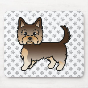 Chocolate Yorkshire Terrier Cartoon Hund & Pfoten Mousepad
