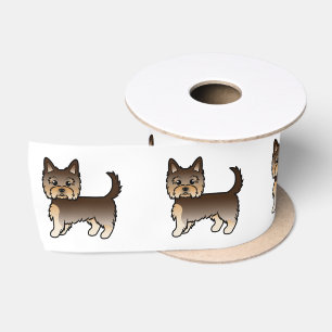 Chocolate Yorkshire Terrier Cartoon Hunde Satinband