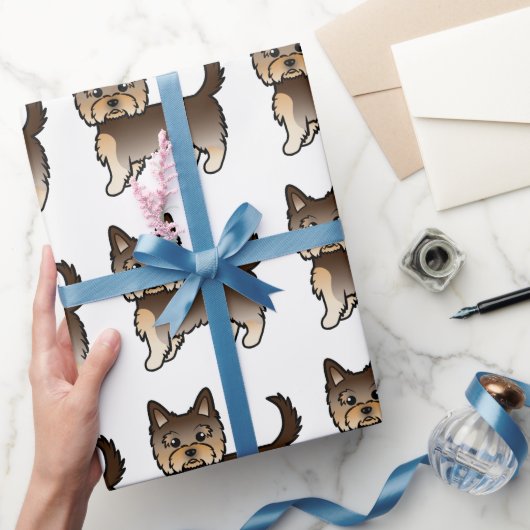 Chocolate Yorkshire Terrier Niedlich Dog Pattern Geschenkpapier (Schenken)