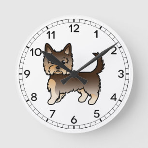 Chocolate Yorkshire Terrier Yorkie Cartoon Dog Runde Wanduhr