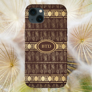 Chocolatebraun Gold Bohemian Monogramm Abstract Case-Mate iPhone 14 Hülle