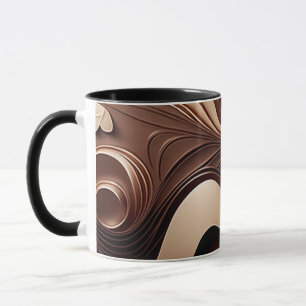 Chocolatebraun und cremefarbene abstrakte Kurven Tasse