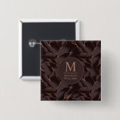 Chocolatebraun- und Roségold-Abstrakte Wellenmuste Button (Vorne & Hinten)