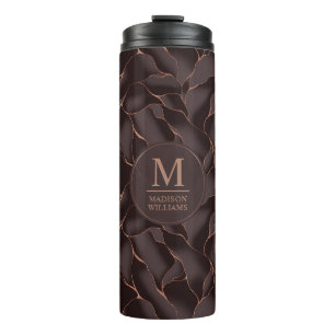 Chocolatebraun- und Roségold-Abstrakte Wellenmuste Thermosbecher