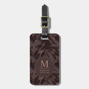Chocolatebraun- und Roségold abstraktes Wellenmust Gepäckanhänger