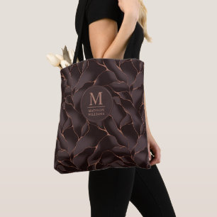 Chocolatebraun- und Roségold-Abstraktwellenmuster Tasche